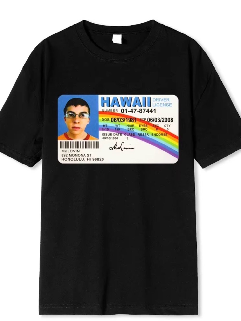 NWT Superbad McLovin Hawaii License T-shirt